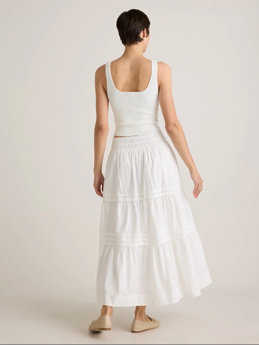 Quince 100% Organic Cotton Poplin Tiered Maxi Skirt NWOT - Picture 5 of 11